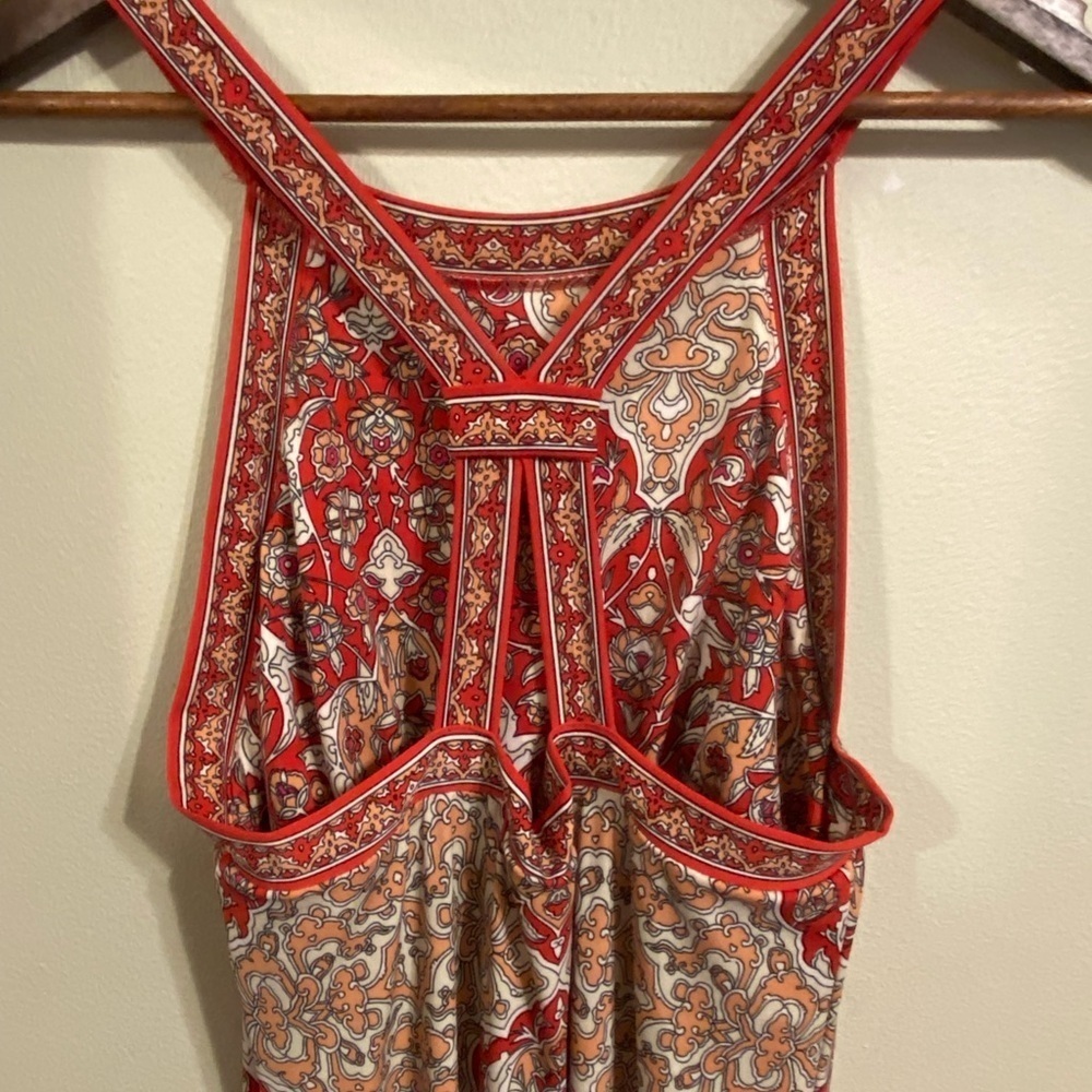 Max Studio Red Boho Paisley Print Halter Maxi Dress Women’s Small - Picture 5 of 6